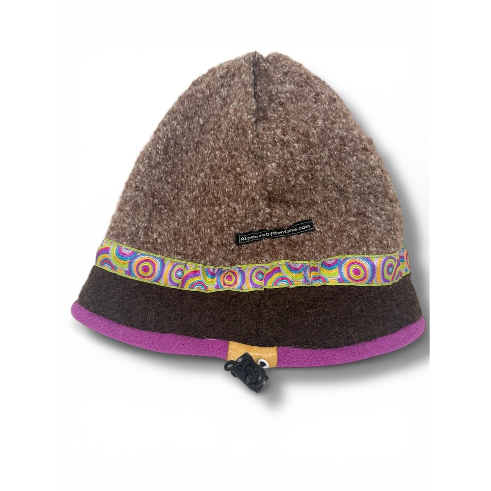Alpacas Of Montana Women's Alpaca Wool Beanie Adjustable Fleece Lined‎ Brown